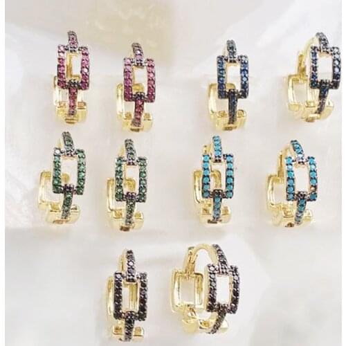 10 Pairs Zircon Hoop earrings Colorful zircon Geometric Hoop earrings women Drop earrings Gift for women jewelry 51698