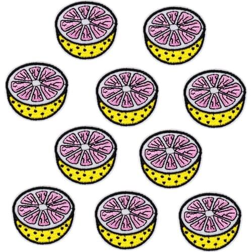 10PCS Lemon patches stripe for clothes iron on applique embroidered patch DIY labels embroidery sew accessories for kid clothes