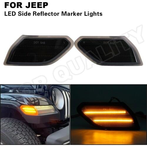 2Pcs Smoked Clear LED Front Side Marker Light Turn Signal Lamp Amber For Jeep Wrangler JL 2018 2019 2020 Gladiator JT 2020