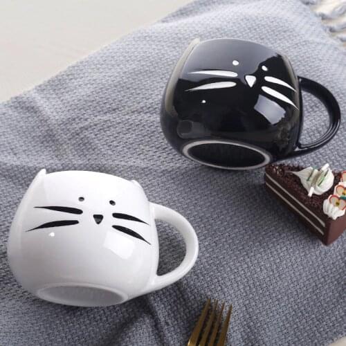 2019 New Ceramic Cute Cat Cups and Mugs Coffee Tea Milk Animal Cups With Handle 400ml Drinkware Nice Gifts For Friends