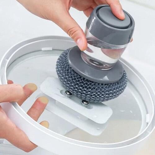 2021 Kitchen Soap Dispensing Palm Brush Easy Use Scrubber Holder Tool Soap Clean Brush Tool Wash Kitchen Dispenser Cleaning L4G5