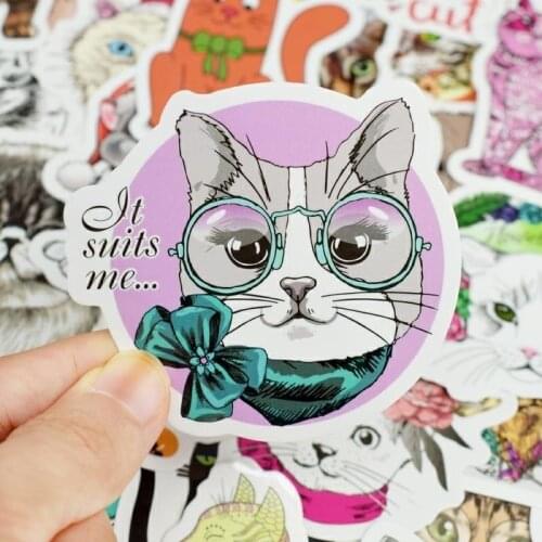 50Pcs Cat Mixed Hit Stickers for Kids Laptop Sticker Decal Fridge Skateboard Doodle Stickers 2019