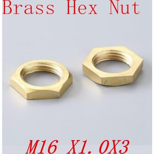 50pcs M16*1.0*3 Brass hex thin lighting lock nut