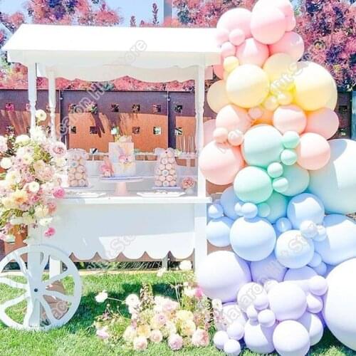 94pcs Macaron Pink Wedding Party Backdrop Baby Shower Birthday Decor Event Celebration Macaron Yellow Balloon Garland Arch Kits