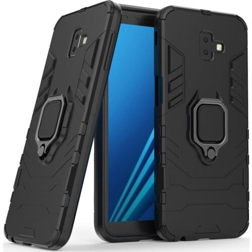 Armor Shockproof Ring Holder Case For Samsung Galaxy J6+ PLUS Hard PC Soft TPU Hybrid Rugged Back Cover
