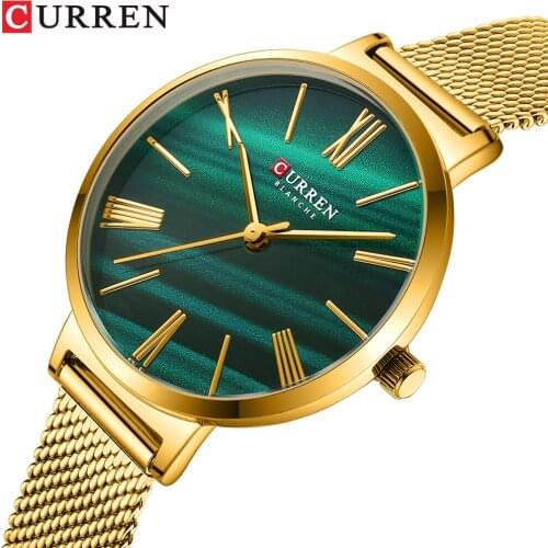 2020 CURREN Watch Women Luxury Brand Ladies Dress Quartz Wristwatch Leather Waterproof Female steel Watches Girl Relogio