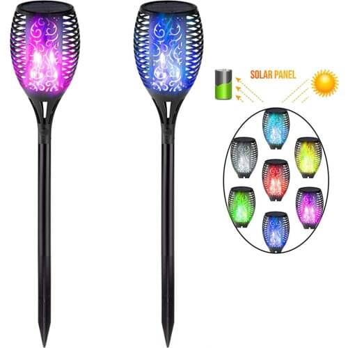 RGB Lighting sensor LED Solar Flame Torch Light Bulb IP65 Waterproof Garden Decor Landscape Lawn Wall Lamps Path Outdoor Light