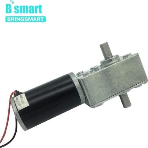 Bringsmart 12V Double Shaft DC Motor Worm Gear High Torque 70KG.CM 24 Volt Motor D Shaft Worm Reducer Reversible