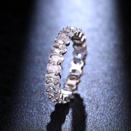 Ekopdee Luxury Oval Cubic Zirconia Rings For Women Brand Eternity Zircon Finger Ring Fashion Jewelry Femme Girls Couple Gift
