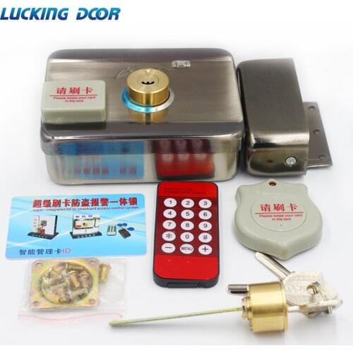 Electric lock gate lock Access Control system Electronic integrated RFID Door Rim lock ID reader 125khz bidirectional access