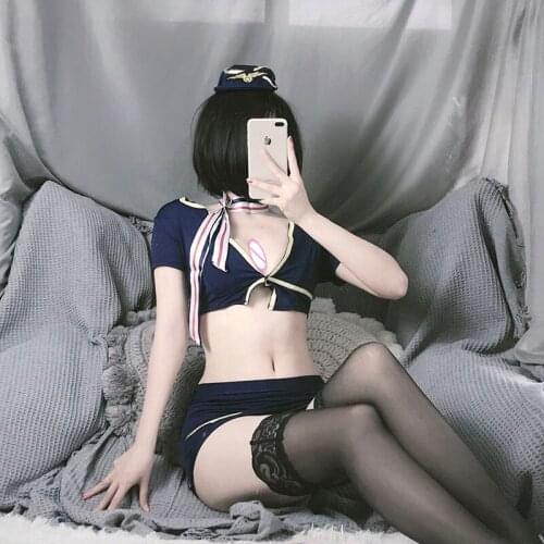 Sexy Cosplay Flight Attendant Uniform Lingerie Erotic Costumes Outfit Officer Ladies Roleplay Fancy Dress Adult For Women