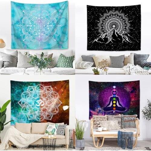 FYMX Indian Buddha Tapestry Mandala Psychedelic Fabric Wall Hanging Blanket Ornaments For Home Decoration Wall