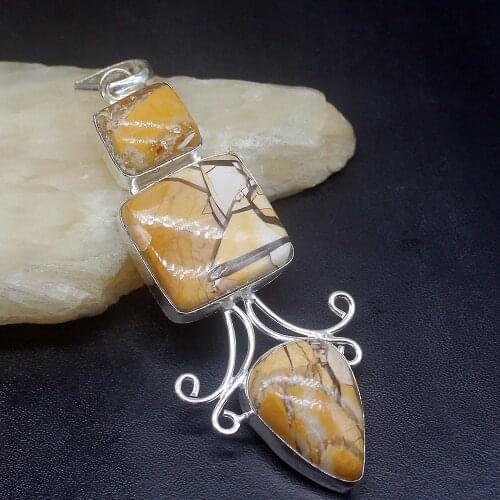 Gemstonefactory Jewelry Big Promotion 925 Silver Natural Ocean Jasper Unique Hot Women Ladies Gifts Necklace Pendant 1318