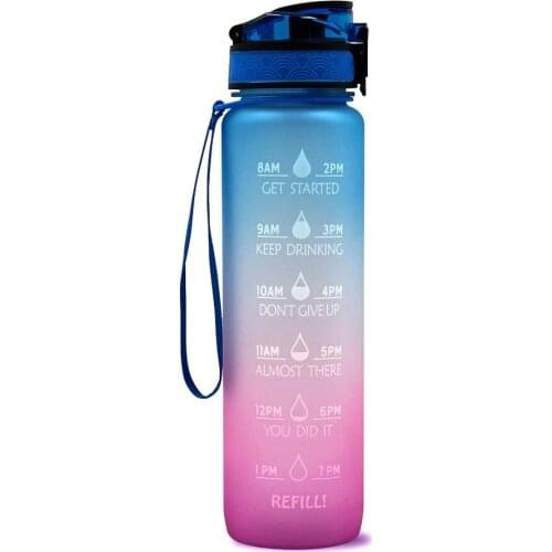 Hot Sale 1L Plastic Water Bottle Frosted Gradient Bouncing Cup Sports Space Cup Sports Fitness Outdoor Bottle