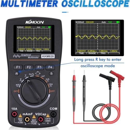 KKmoon kkm828 High Definition Intelligent Graphical Digital Oscilloscope Multimeter 2 in 1 with 2.4 Inches Color Screen 1MHz