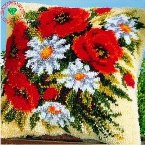 Flowers Latch hook rug kits Needlework carpet embroidery cushion Diy pillowcase embroidery Patchwork Yarn Stitch back cushion