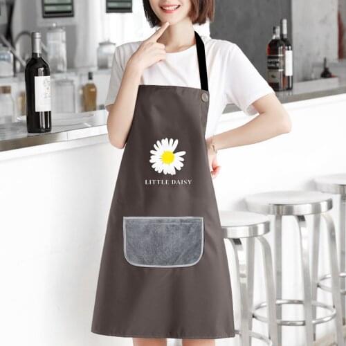 Kitchen Aprons Small Daisy Pattern with PVC Waterproof Absorbent Coral Flannel Tool