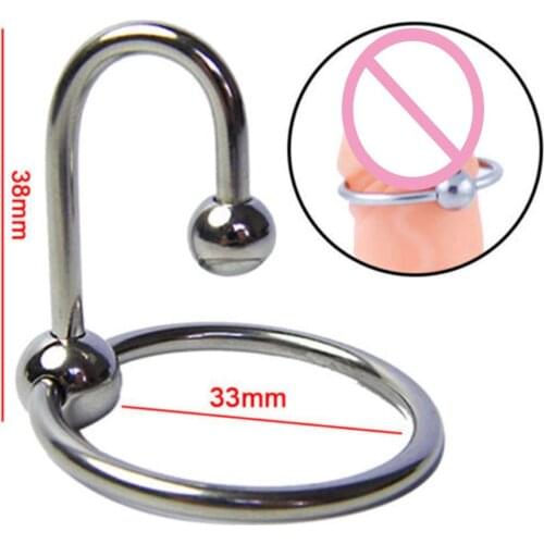 Metal Penis Attachment Cock Ring with Urethral Catheter Male Chastity Device Glans Lock Penis Ring Adult Sex Toy for 18+ Men Gay