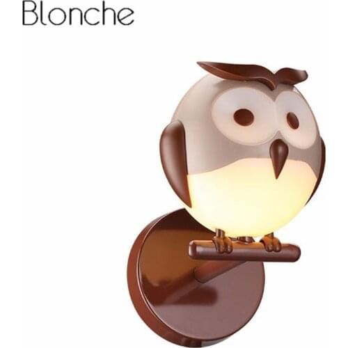 Cartoon Child Wall Lamp Modern Owls LED Wall Light Fixtures for Kids Bedroom Bedside Luminaire Industrial Decor Home Lighting