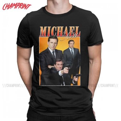 Mens The Office TV Show Michael Scott Homage T Shirts 100% Cotton Clothes Short Sleeve Crew Neck Tee Shirt Graphic T-Shirts