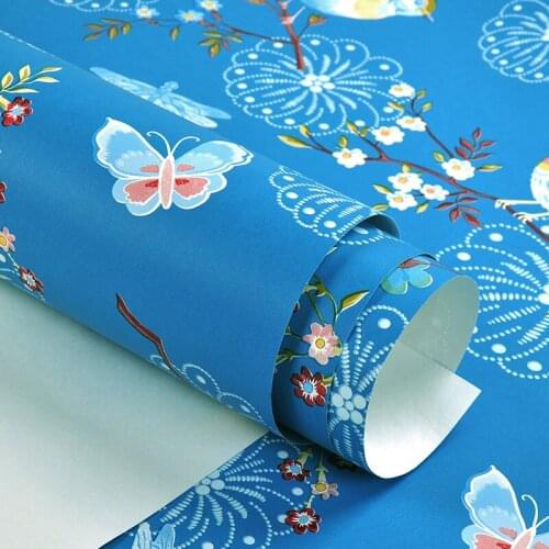 53cmx10m American Wallpaper Pastoral Flowers Birds Small Fresh Floral Wallpapers Simple Modern Living Room Background Bedroom