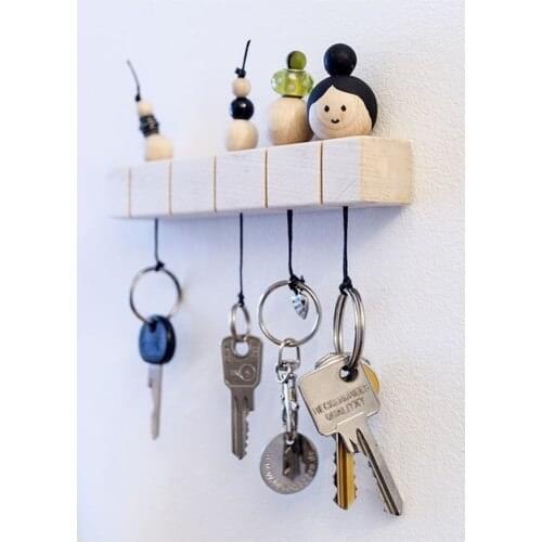 Natural Wood Marginal Keychain Handmade Natural Wood Rack Keychain