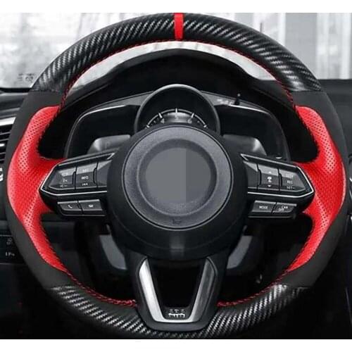 Non-Slip Black Genuine Leather Car Steering Wheel Covers For Mazda 3 Axela 2017-2018 Mazda 6 Atenza CX-3 CX-5 CX-9 Accessories