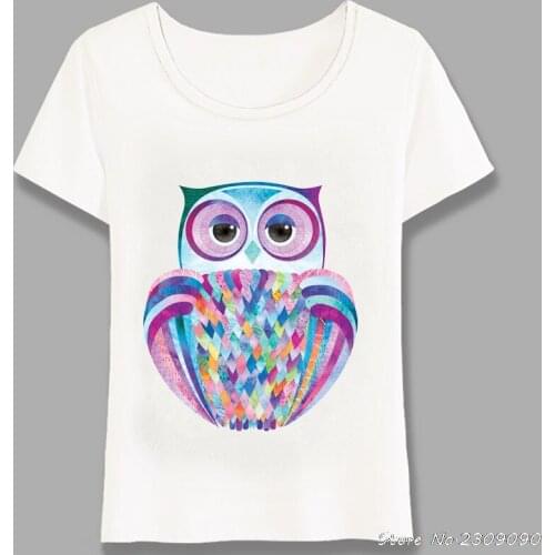 New Summer Women t-shirt Luna The Owl Colorful Printed T-Shirt Casual Tops Woman Fashion Tees Cute Girl Short Sleeve Harajuku