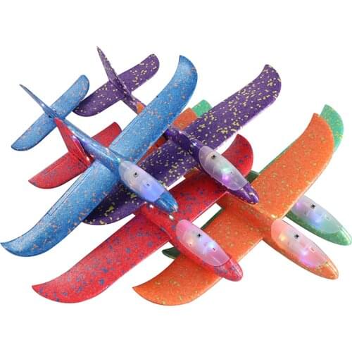 New 48cm Hand Throw Flying Plane Toys Glider Planes Foam Aeroplane Model Glow In The Dark Flying Glider Plane Toys For Children