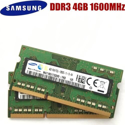 Original Samsung 4GB 1600MHz DDR3 DDR3L PC3L 12800S Laptop Memory 4G 1600 MHZ 1.35V Notebook Module SODIMM RAM