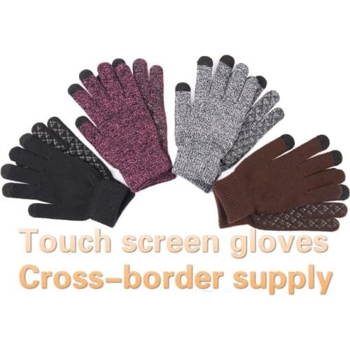 Wholesale Knitted Touch Screen Gloves Men Women Winter Warmth Thickened Non-slip Wool Outdoor Cross-border Gloves