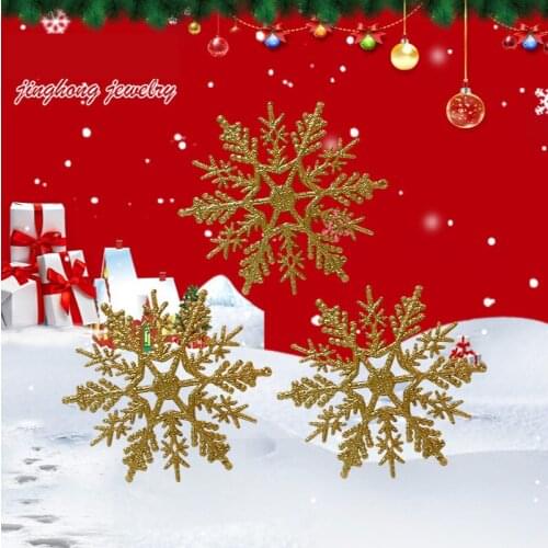 10cm Christmas Glitter Plastic Snowflake Party Supplies Hangings Winter Decor Ornaments Christmas Tree Decorations for Home