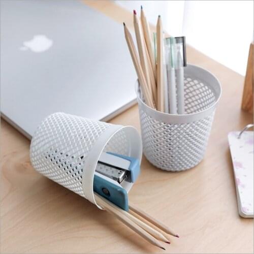 Braid round Shape Pen Holder Storage Pencil Stationery Desk Accessories white and grey pencil holder