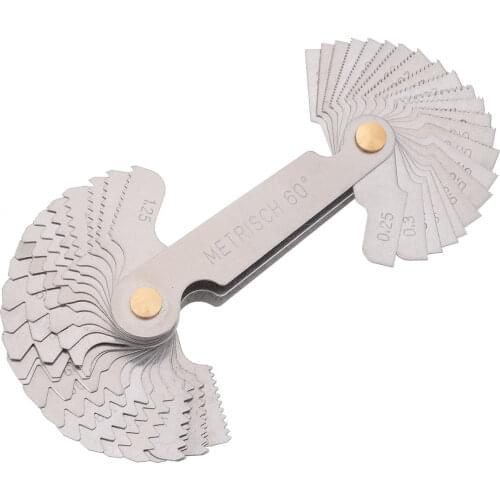 60 Degree 52pcs Blade Screw Thread Tooth Metric Screw Thread Pitch Gauge Blade Gage Measuring Tool