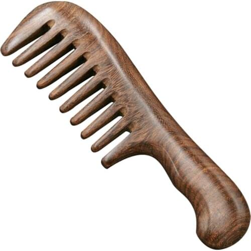 Sandalwood Wide Tooth Comb Curly Hair Portable Coarse Tooth Wooden Comb Hair Massage Tool