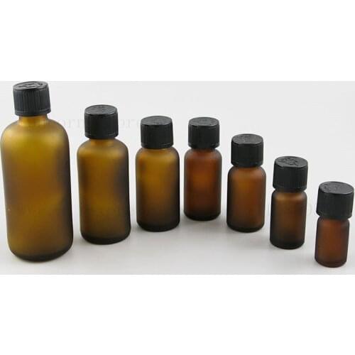 15pcs5ml 10ml 15ml 20m 30ml 50ml 100mlAmber Glass Essential Oil bottle e Liquid Refillable Bottle With Black White Cap Container