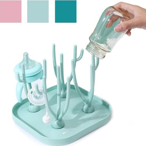 New Bottle Dry Rack Baby Bottle Drain Drying Racks Blue Pink Baby Bottle Cleaning Dryer Drainer Storage Drying Rack