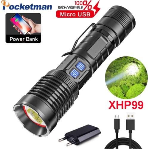 Pocketman 80000LM LED XHP99 Flashlight USB Rechargeable LED Torch XHP50 Lanterna Camping Lamp Use 18650 26650 With Pen Holder