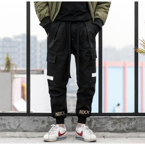 Spring personality fashion harem pants mens loose trousers pantalones hombre Multi-pocket pants for men pantalon homme black