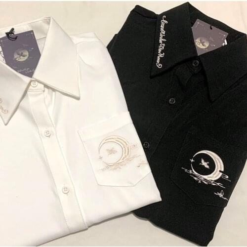 Japanese womens shirt embroidery casual long-sleeved big size jk loose sweet Ulzzang tops autumn uniform Preppy female T-shirt