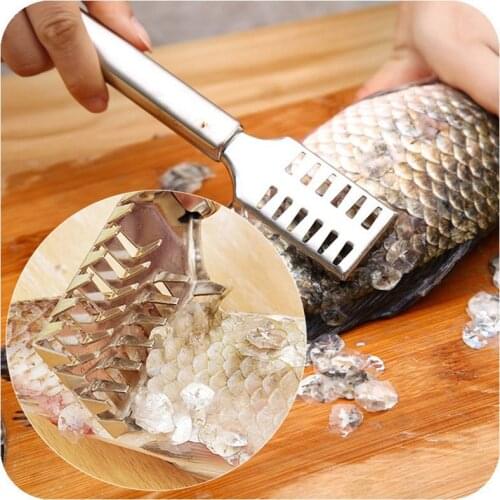 1Pcs Stainles Steel Fish Scale Scraper Kitchen Utensils Easy To Scrape Seafood Scales Peeler Skin Remover Kitchenware