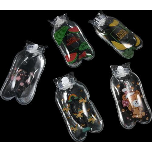 1PC Cute Transparent Hot Water Bottle Warm Belly Treasure Cartoon Hand Warmer Filled Mini Portable Warm Water Bag