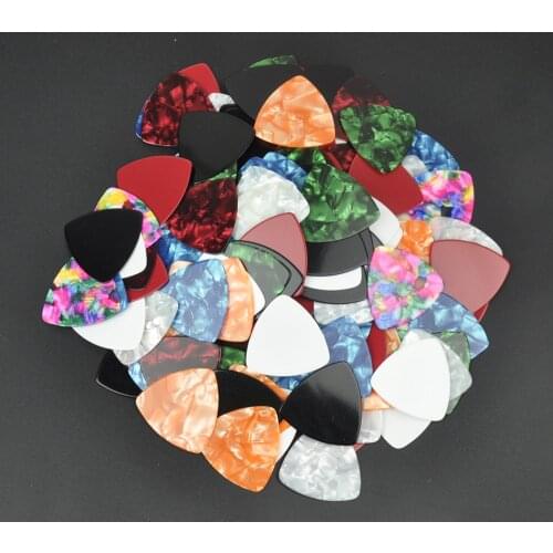 100pcs Medium 0.71mm 346 Rounded Triangle Guitar Picks Plectrums Celluloid Assorted Colors