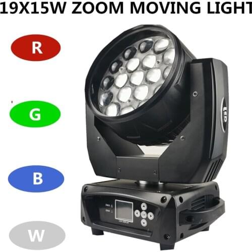 19x15w Zoom moving head light rgbw 4-in-1 Zoom wash lights 5-60 degrees zoom disco light