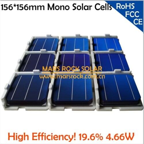 200pcs/lot 4.66W 0.5V 19.6% High Efficiency 156mm Monocrystalline Silicon Solar Cells, Wholesale Solar Cells Get Free PV Ribbon