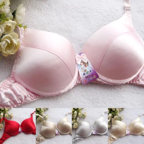 3pcs/lot Silk bra mulberry silk double faced silk wireless glossy thin cup womens underwear