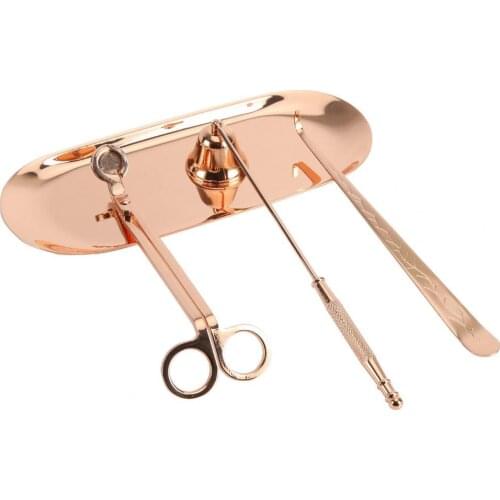 5Pcs/Set Retro Stainless Steel Candle Snuffer Trimmer Dipper Plate Tray with Bag Candle Trimmer Trim Scissor