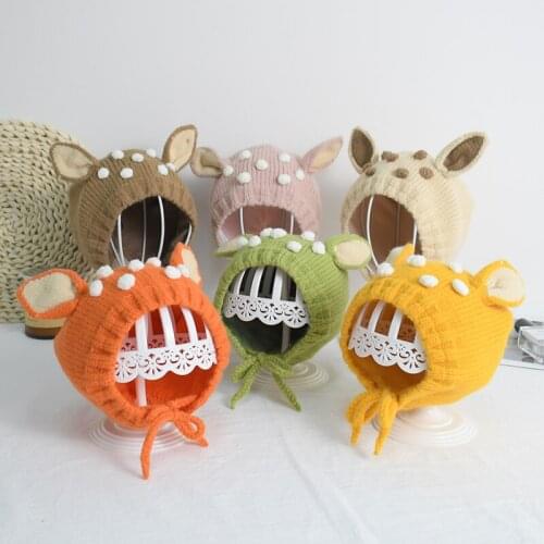 Cartoon Animal Ear Baby Hat Cute Dot Knitted Kids Bonnet Hat For Baby Girl Boy Outdoor Warm Ear Protection Children Caps