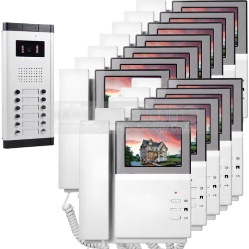 DIYSECUR 4.3" HD Monitor Apartment Video Door Phone Video Intercom Doorbell System 700 TVLine IR Camera Touch Key for 12 Familie