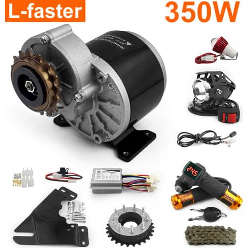 L-faster 24V 36V 350W Electric Bike Motor Kit With Brush Controller And Key Switch Throttle Handle Electric Brake Sensor Wire